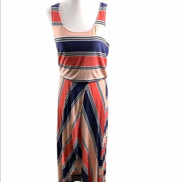 Ricki’s Maxi Dress Orange & Blue Stripe - Picture 1 of 5